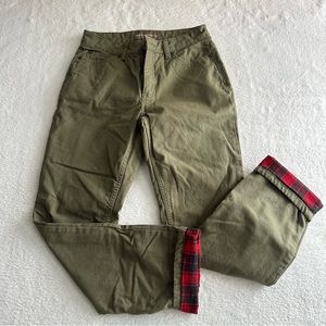 Bit and Bridle Flannel Lined Pants Green Women’s Size 4 100% Cotton Canvas  Canv